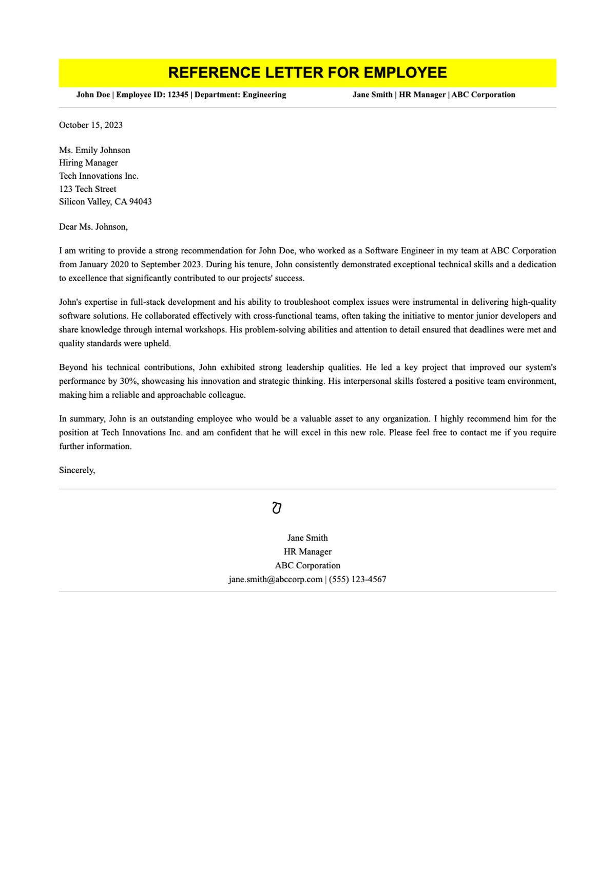 Student recommendation letter for university admission with highlighted title and teacher signature_variant_2